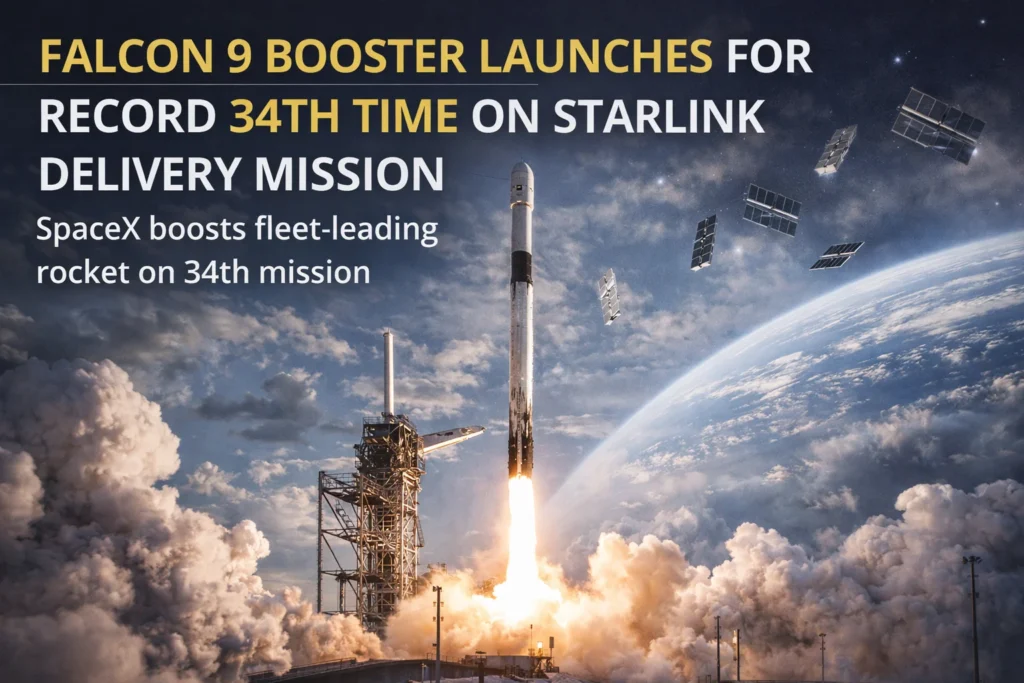 Falcon 9 Booster Launches for Record 34th Time on Starlink Delivery Mission