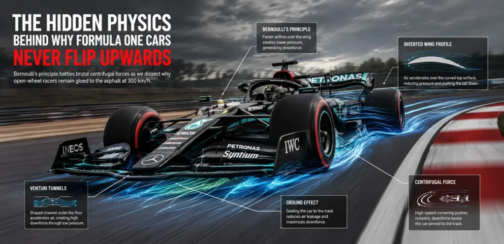 The Hidden Physics Behind Why Formula One Cars Never Flip Upwards